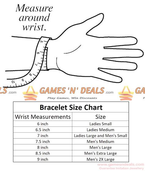 gold bracelet size chart.